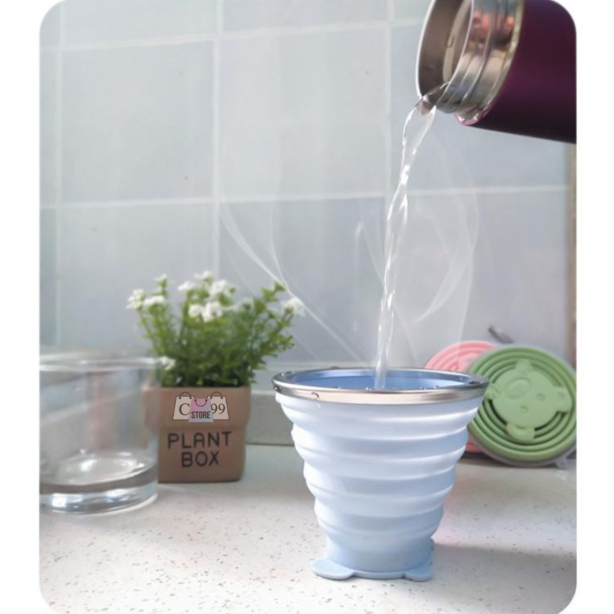 Vaso Plegable Taza Portable En Silicona - COLOR: ROSADO